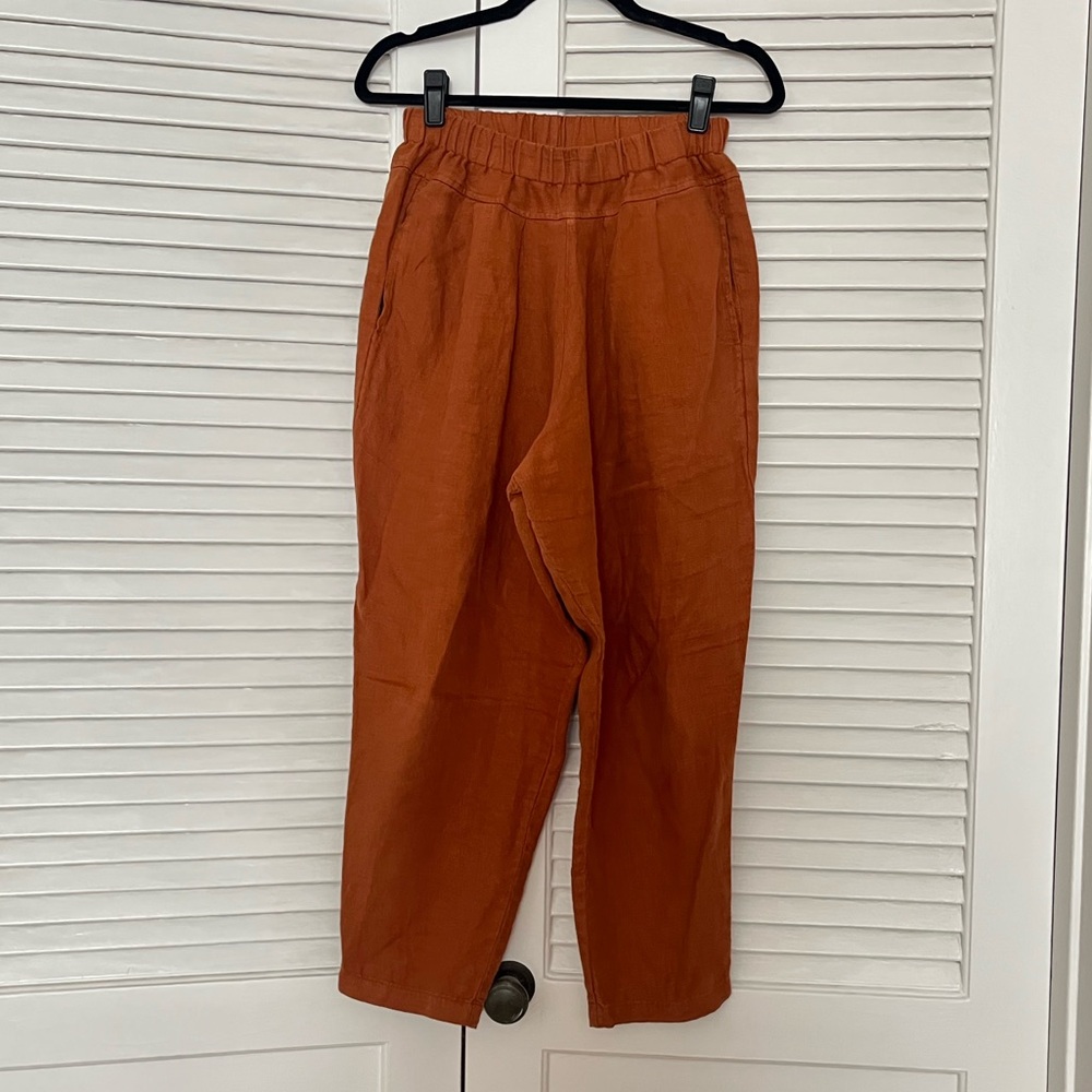 *SOLD* Black Crane “Carpenter” linen pants - burnt orange
